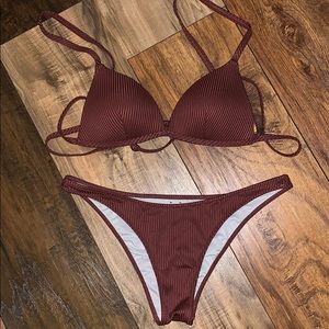 burgundy bikini